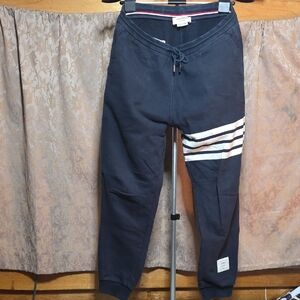 Thom Browne Navy Sweatpant with White Patch Label